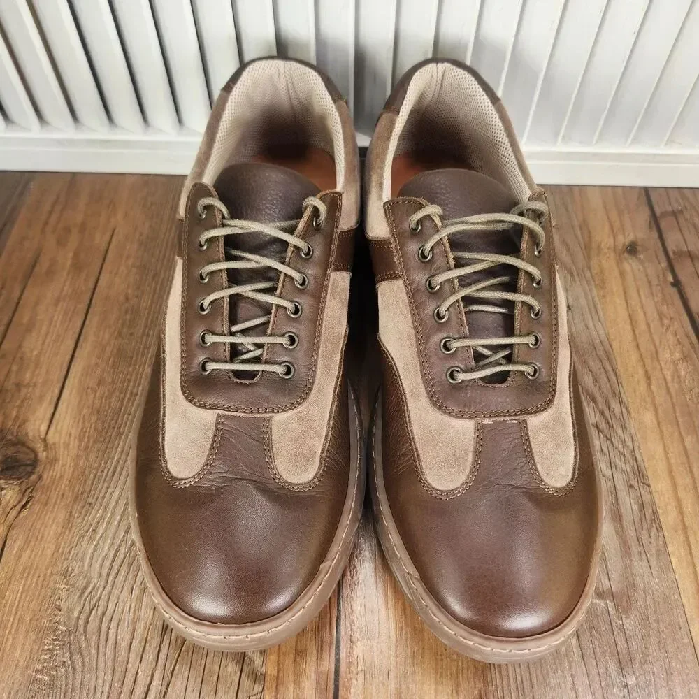E.T. Wright Lace Up Oxfords Mens 10 B Two Tone Brown Leather Made In Italy Shoes